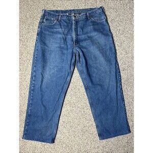 Carhartt Flannel Lined Blue Jeans 42x30 Relaxed Fit Straight Leg B172 DST